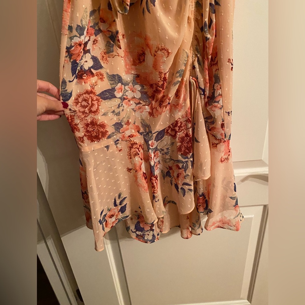 Eliza J floral ruffle chiffon faux wrap dress - Picture 8 of 9